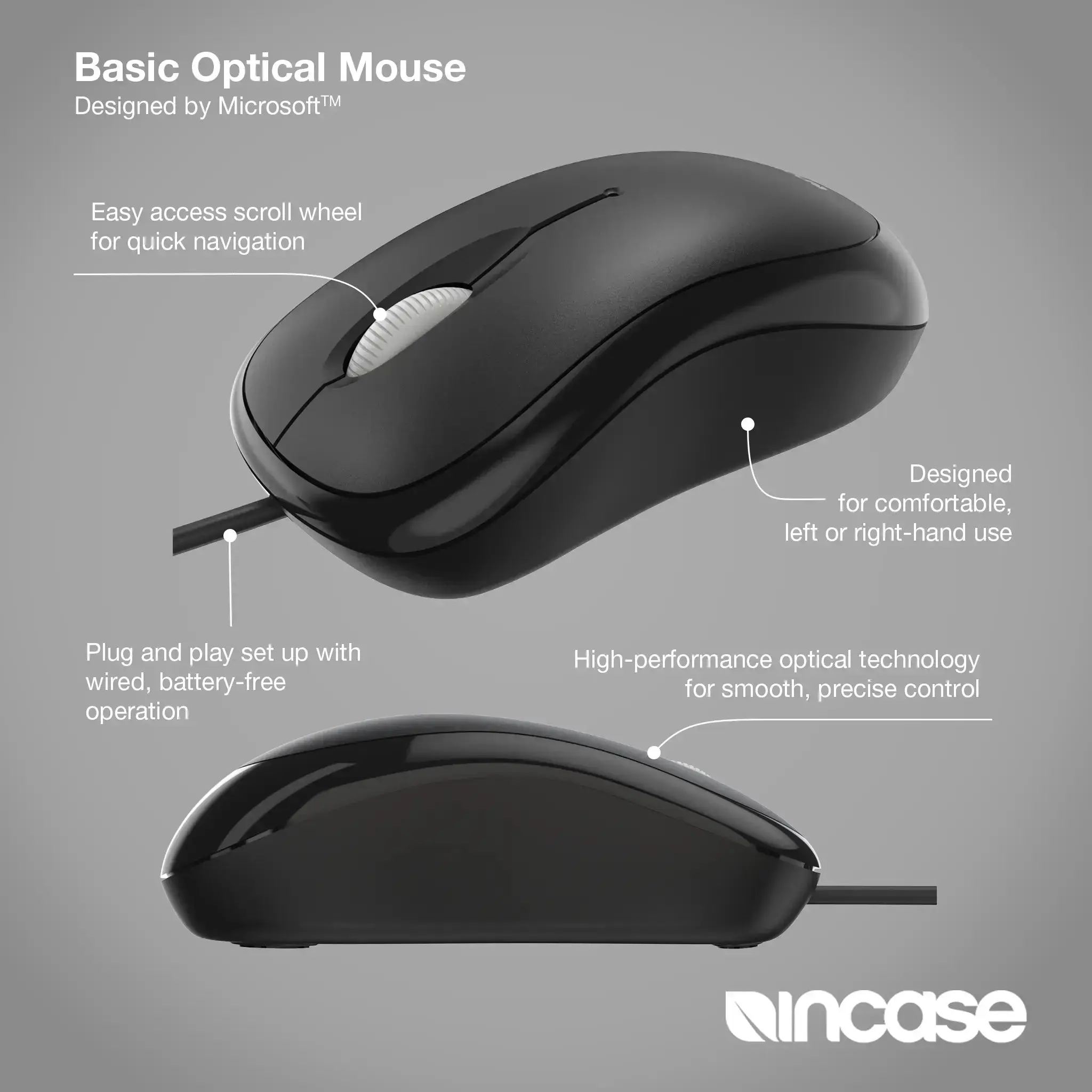 incase-designed-by-microsoft-basic-optical-mouse-kabelgebundene-maus-beidh-ndig- image 3