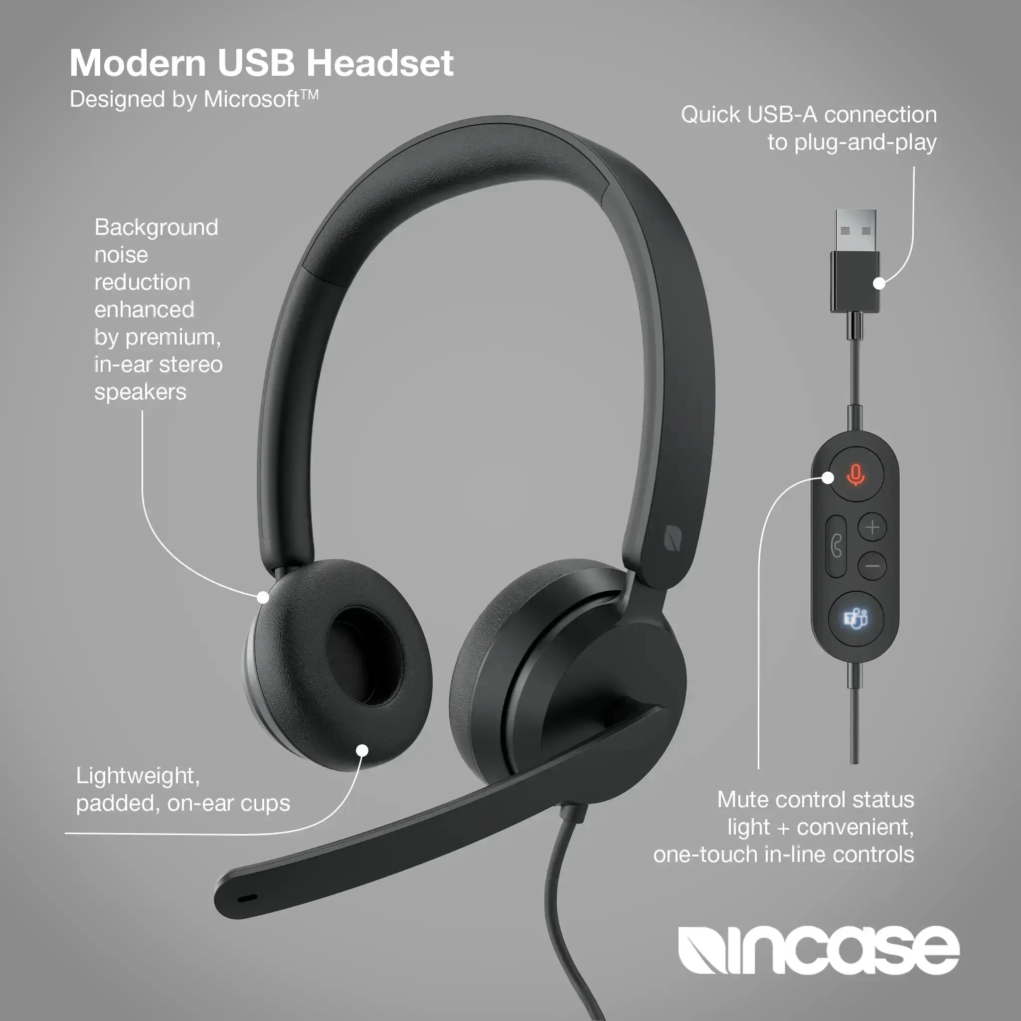 incase-designed-by-microsoft-modern-usb-headset-kabelgebundenes-on-ear-headset-f image 3