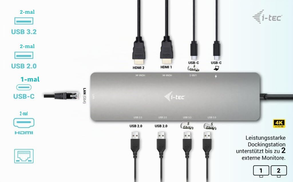 i-tec-usb-c-metal-nano-2x-hdmi-docking-station-pd-100w image 2