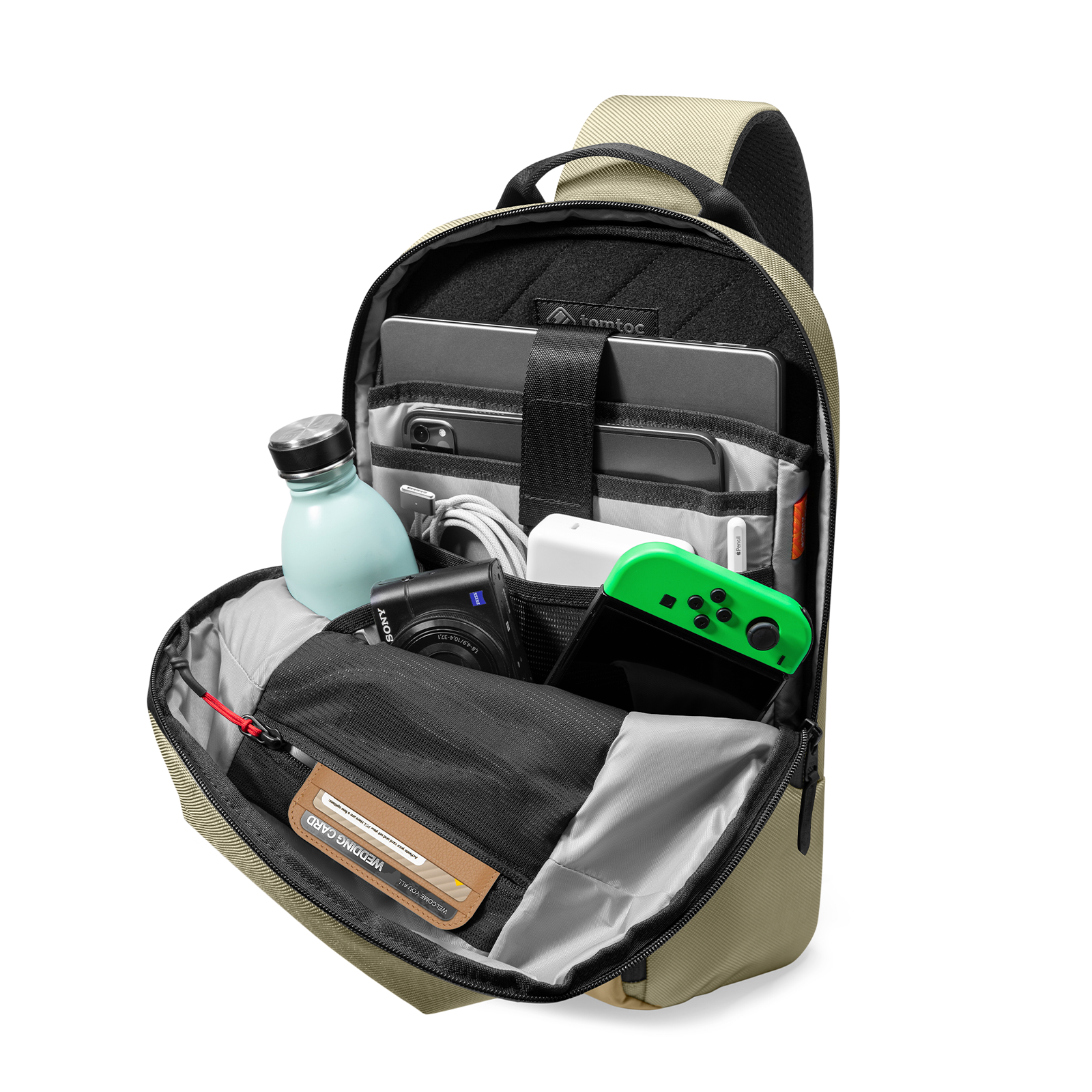 tomtoc-navigator-t24-sling-bag-7l-khaki-ykk-rei-verschl-sse-wasserabweisend image 2
