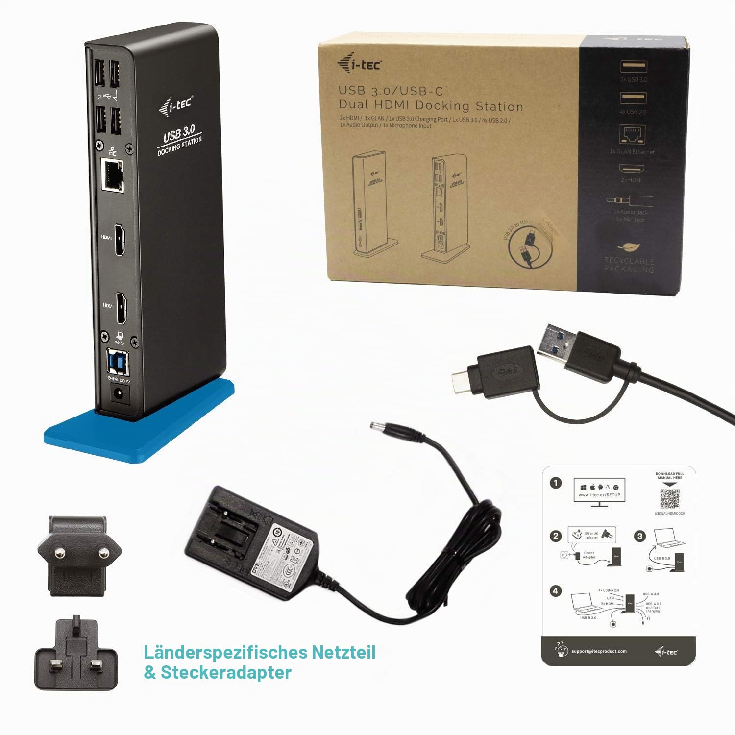 i-tec-usb-3-0-usb-c-dual-hdmi-docking-station-2x-hdmi-gigabit-ethernet-6-usb-por image 4