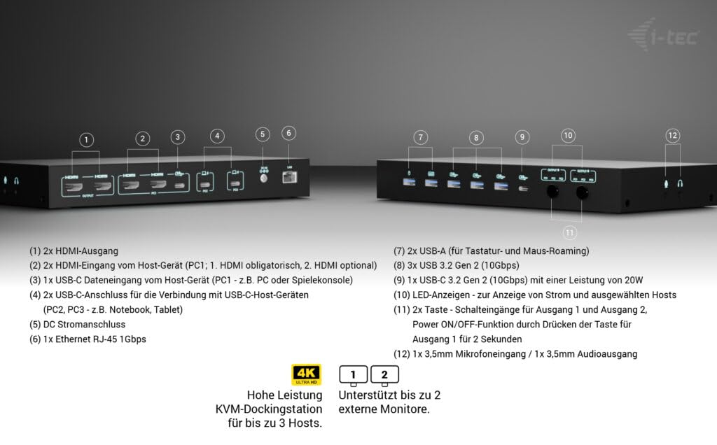 i-tec-usb-c-kvm-dock-pro-f-r-drei-hosts-dual-video-mit-2x-stromversorgung-max-92 image 2