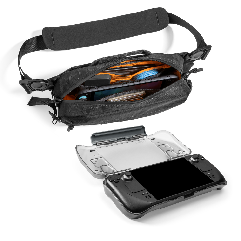tomtoc-steam-deck-travel-duo-wander-t26-x-pac-sling-bag-armor-g12-case-bundle image 2