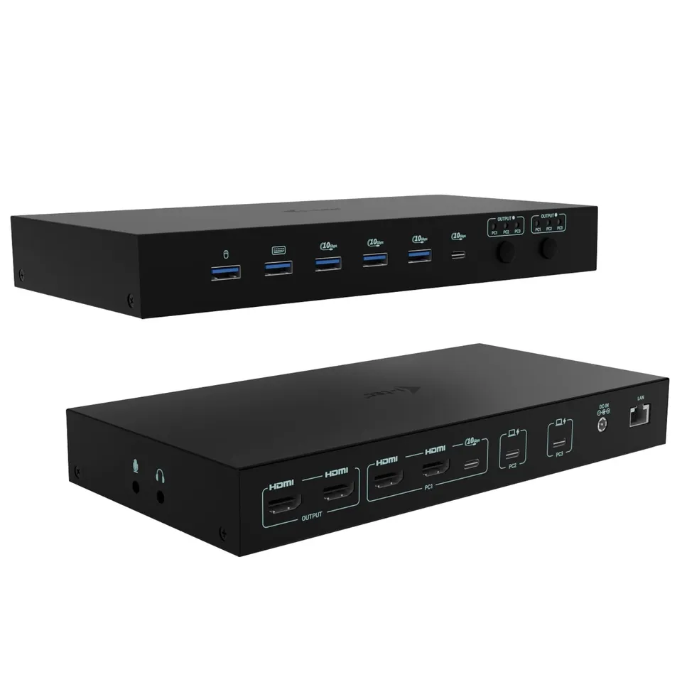 i-tec-usb-c-kvm-dock-pro-f-r-drei-hosts-dual-video-mit-2x-stromversorgung-max-92 image 1