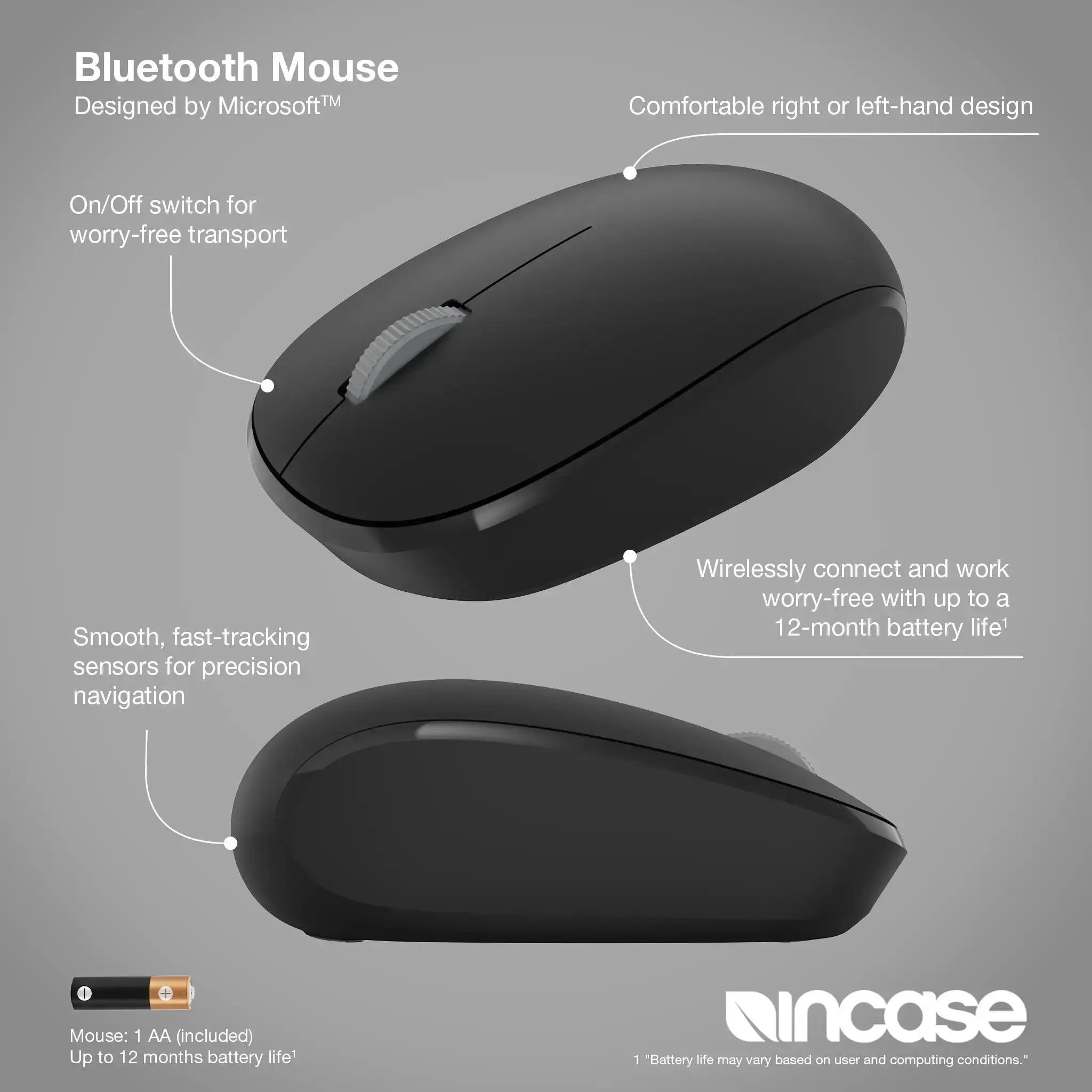 incase-designed-by-microsoft-bluetooth-mouse-kompakte-maus-mit-12-monaten-batter image 3