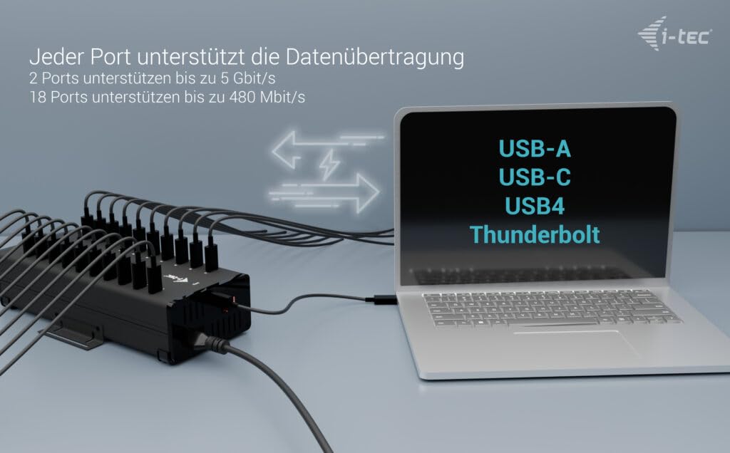i-tec-usb-c-usb-a-metall-lade-und-daten-hub-20x-usb-c-15-w-pro-anschluss-360-w-n image 4
