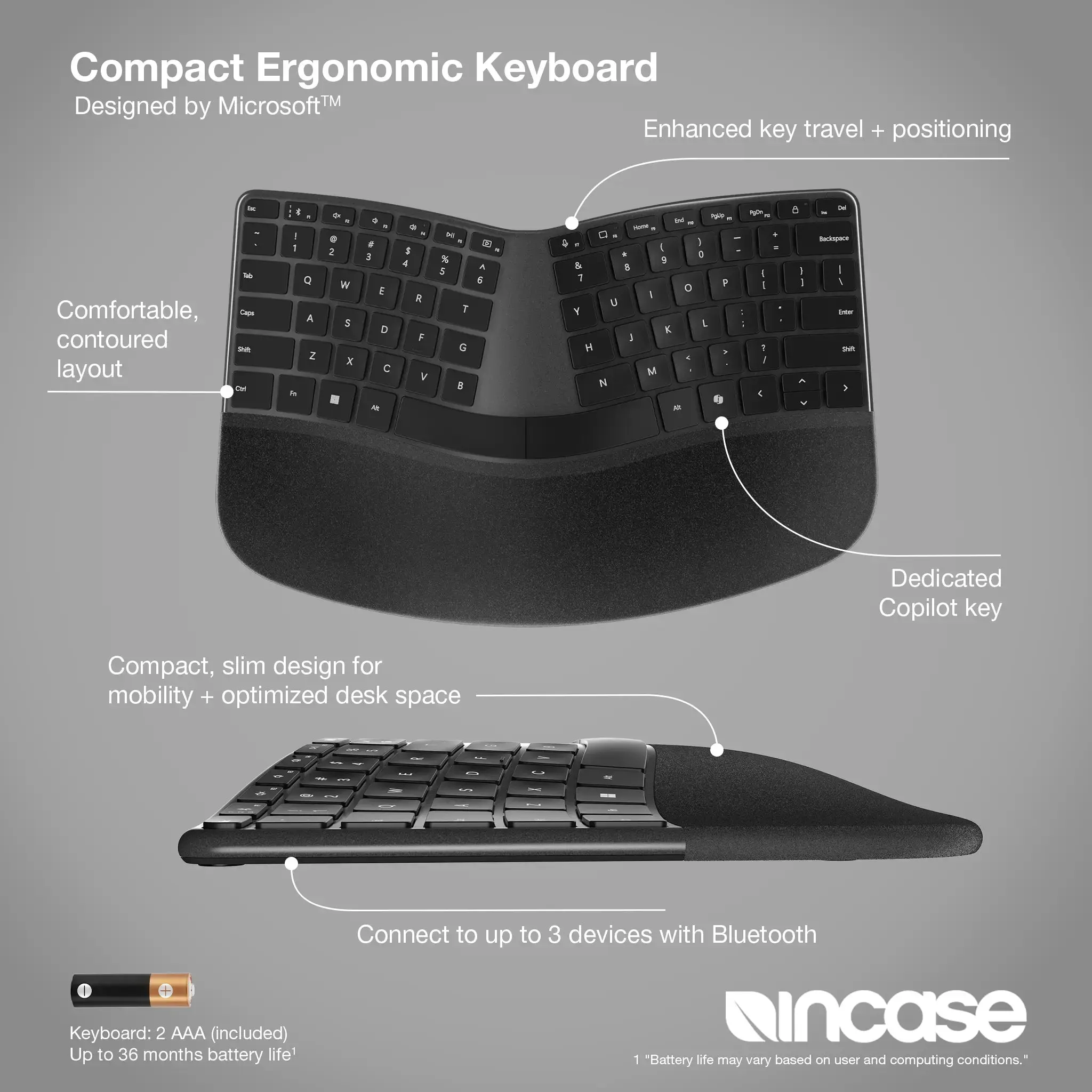incase-designed-by-microsoft-compact-ergonomic-keyboard-ergonomische-bluetooth-t image 3