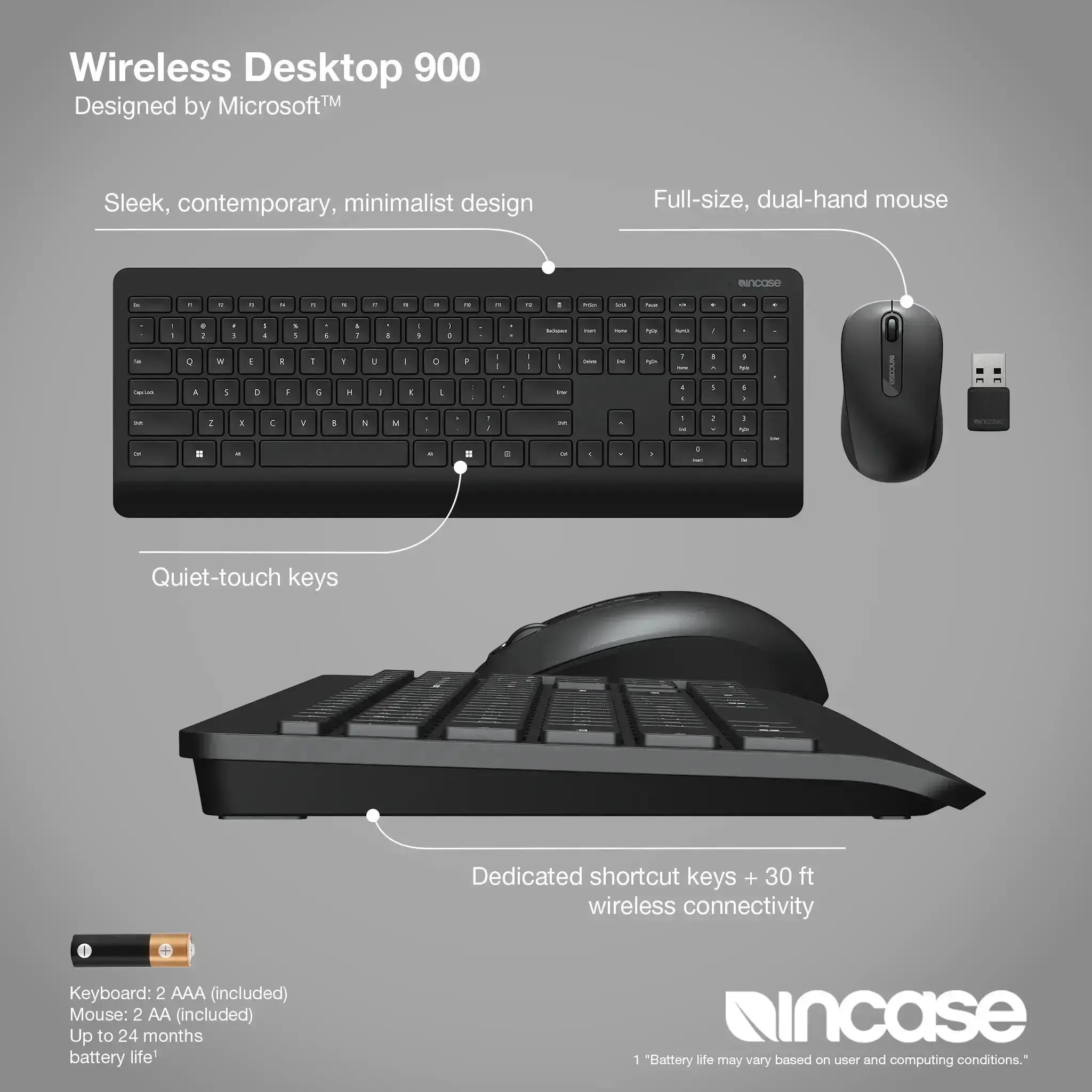 incase-designed-by-microsoft-wireless-desktop-900-deutsches-qwertz-layout-kabell image 3