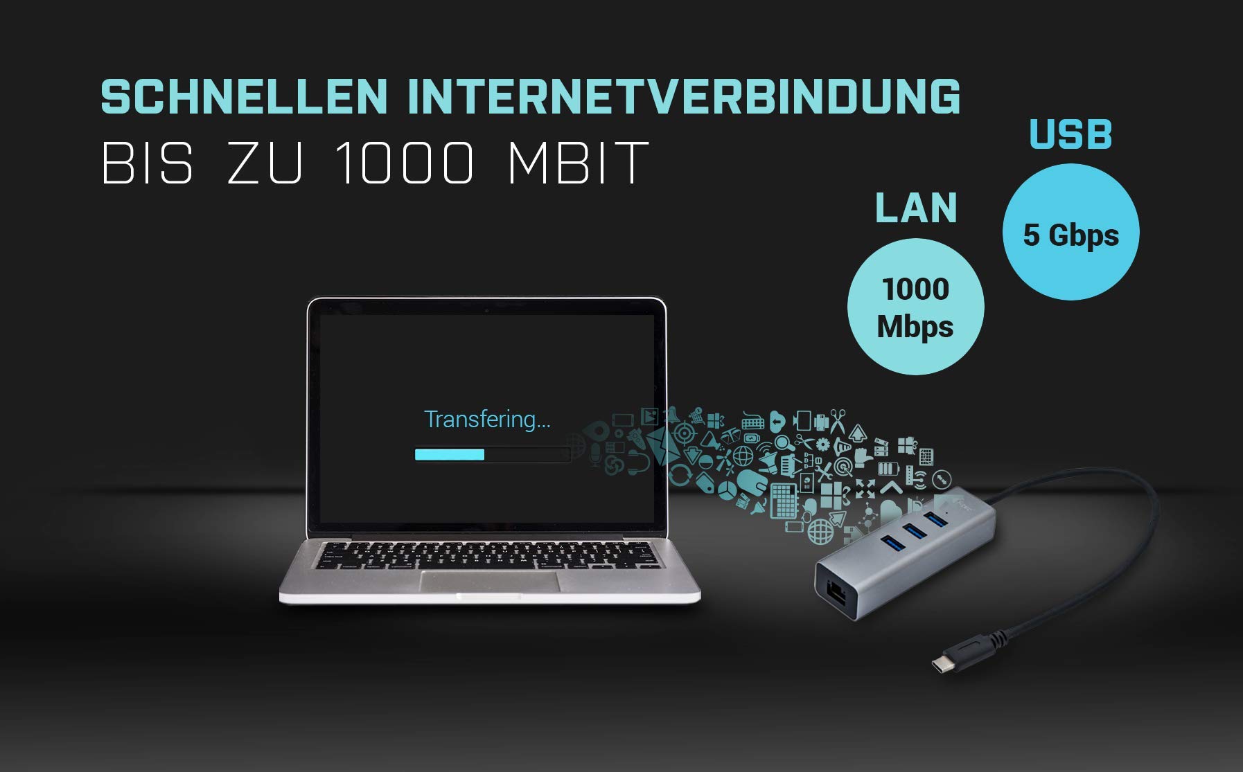 i-tec-usb-c-metal-3-port-hub-mit-gigabit-ethernet-adapter image 5