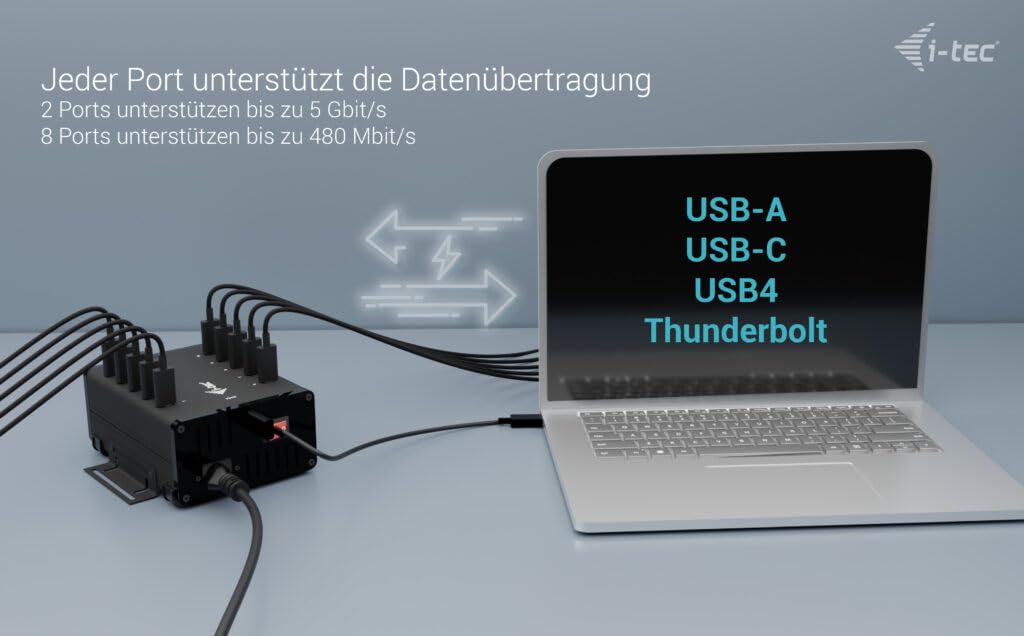 i-tec-usb-c-usb-a-metall-lade-und-daten-hub-10x-usb-c-15w-pro-anschluss-180w-net image 4